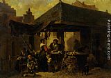 Johan Mari Ten Kate Canvas Paintings - At The Butchers